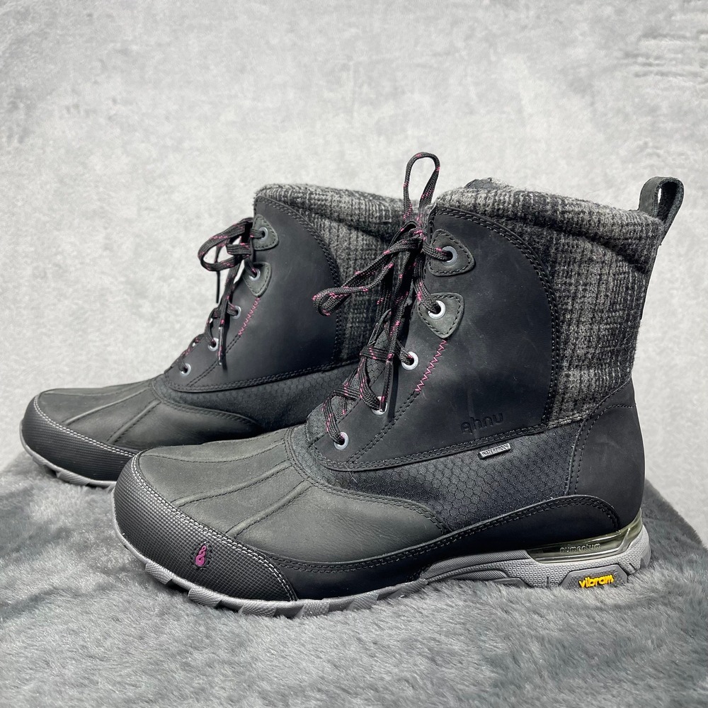 Ahnu Northridge Winter Boots Womens 9.5 Black Waterproof Insulated Vibram‎ READ